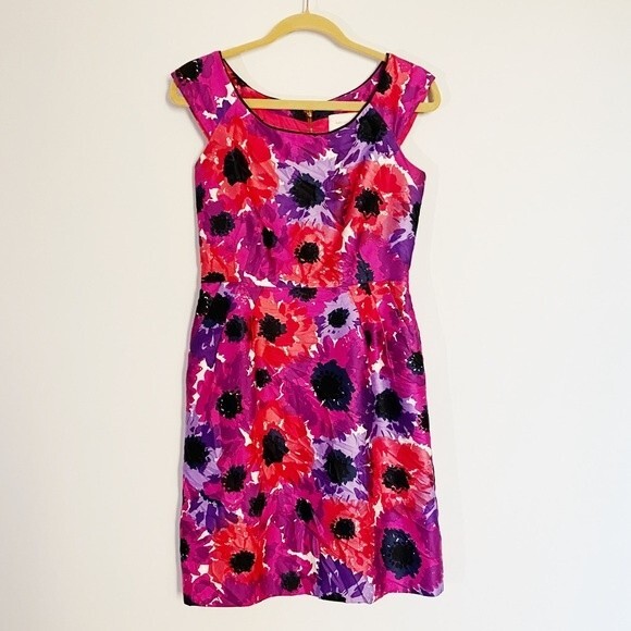 Kate Spade Josie Dress Floral Pink Knee Length Cocktail Silk Blend Size 4 - Picture 2 of 11